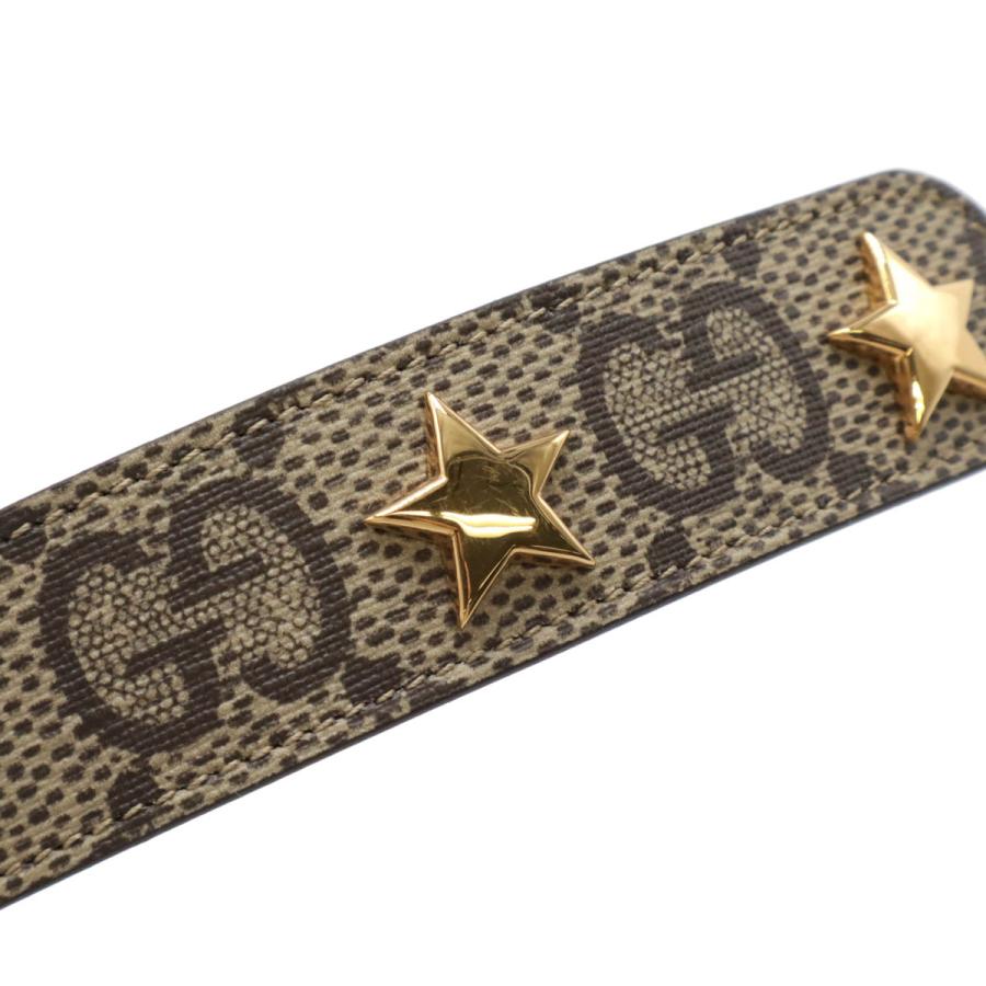 GUCCI グッチ GGスプリーム Gスクエア Gバックル ベルト PVC レザー スタースタッズ ベージュ ダークブラウン #80 710090 | GUCCI | 04