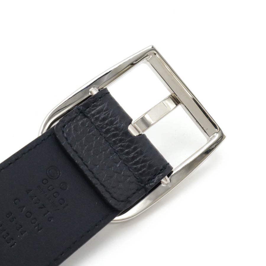 GUCCI（グッチ） ベルト レザー ダークネイビー 濃紺 #85 シルバー金具