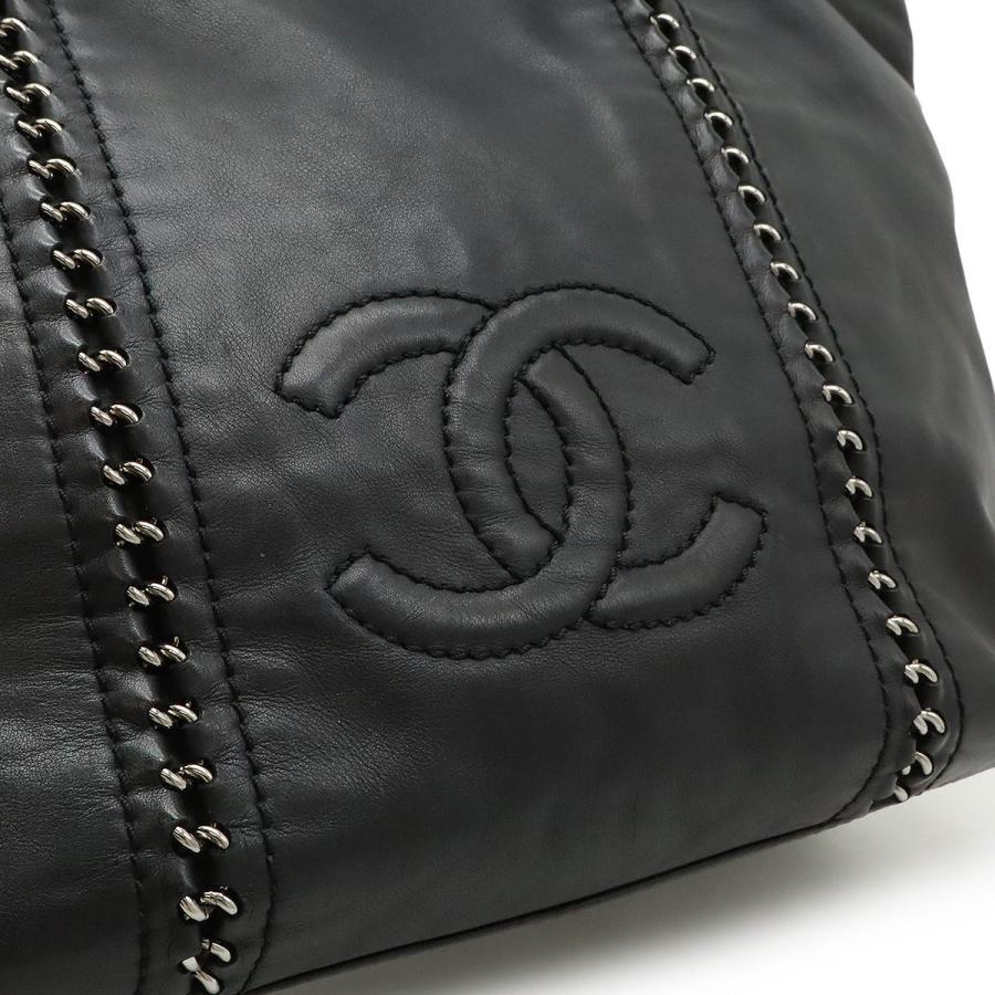 CHANEL シャネル ラグジュアリーライン ココマーク チェーンショルダー トートバッグ ショルダーバッグ レザー ブラック 黒 シルバー金具 A33378 CHANEL（シャネル） ラグジュアリーライン ココマーク チェーン