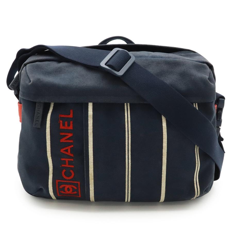 CHANEL シャネル スポーツライン ココマーク ショルダーバッグ メッセンジャーバッグ 斜め掛け キャンバス ネイビー 紺 レッド 赤 ホワイト 白 | CHANEL