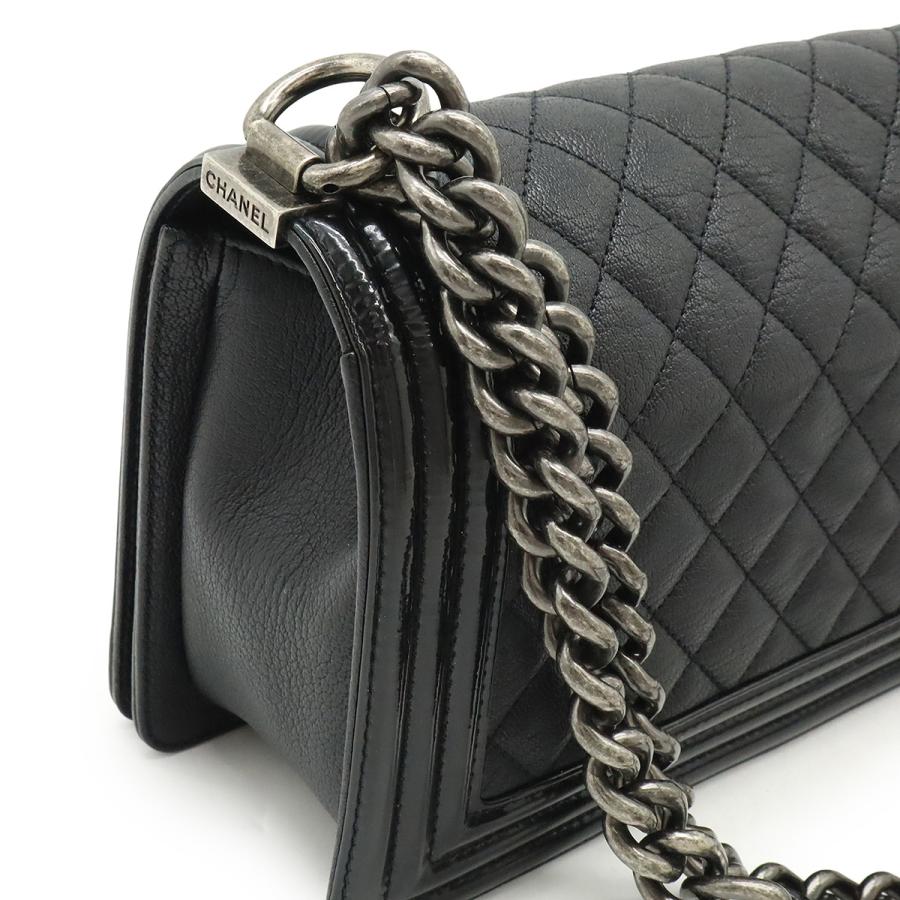 CHANEL シャネル ボーイシャネル25 ココマーク チェーンショルダー ショルダーバッグ 斜め掛け レザー エナメル ブラック 黒 | CHANEL | 03