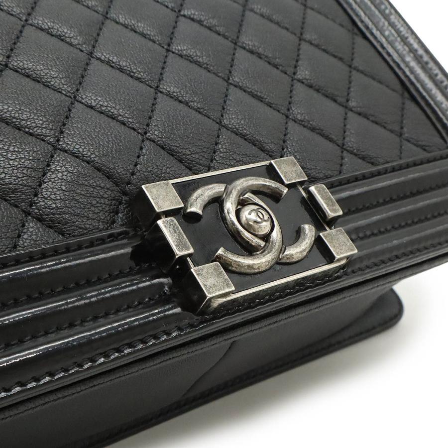 CHANEL シャネル ボーイシャネル25 ココマーク チェーンショルダー ショルダーバッグ 斜め掛け レザー エナメル ブラック 黒 | CHANEL | 07