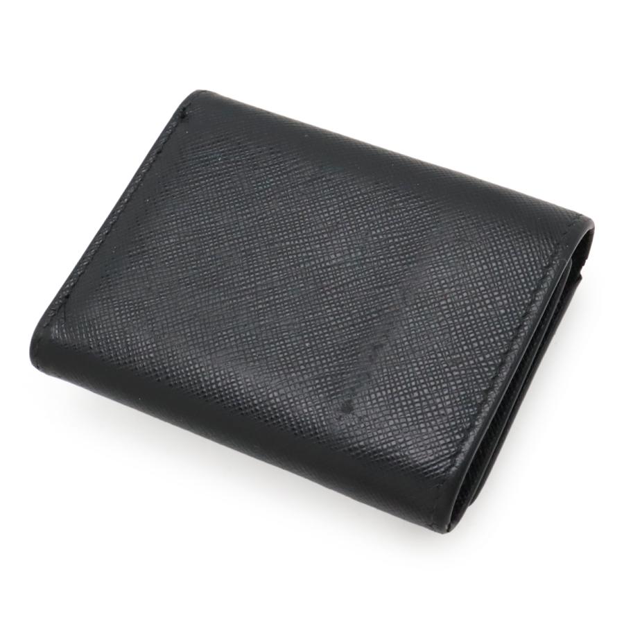 【良品】PRADA プラダ 三つ折り財布 三角ロゴ レザー ブラック 黒 PRADA（プラダ） トライアングルロゴ コンパクトウォレット 3つ折財布