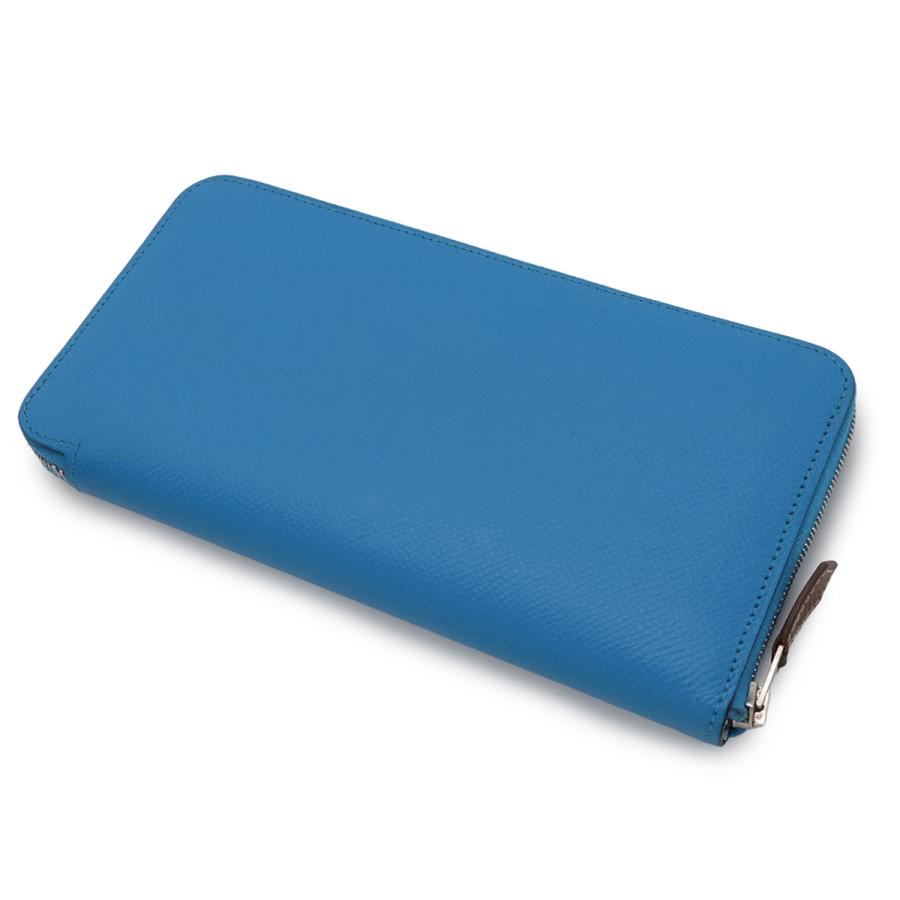 HERMES エルメス アザップロング シルクイン ラウンドファスナー 長財布 ヴォーエプソン レザー ブルーザンジバル 青 シルバー金具 A刻印 | HERMES | 01