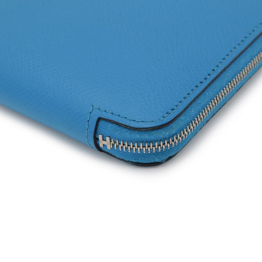 HERMES エルメス アザップロング シルクイン ラウンドファスナー 長財布 ヴォーエプソン レザー ブルーザンジバル 青 シルバー金具 A刻印 | HERMES | 02