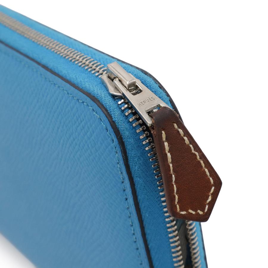 HERMES エルメス アザップロング シルクイン ラウンドファスナー 長財布 ヴォーエプソン レザー ブルーザンジバル 青 シルバー金具 A刻印 | HERMES | 03