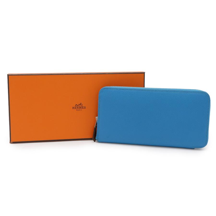 HERMES エルメス アザップロング シルクイン ラウンドファスナー 長財布 ヴォーエプソン レザー ブルーザンジバル 青 シルバー金具 A刻印 | HERMES | 07