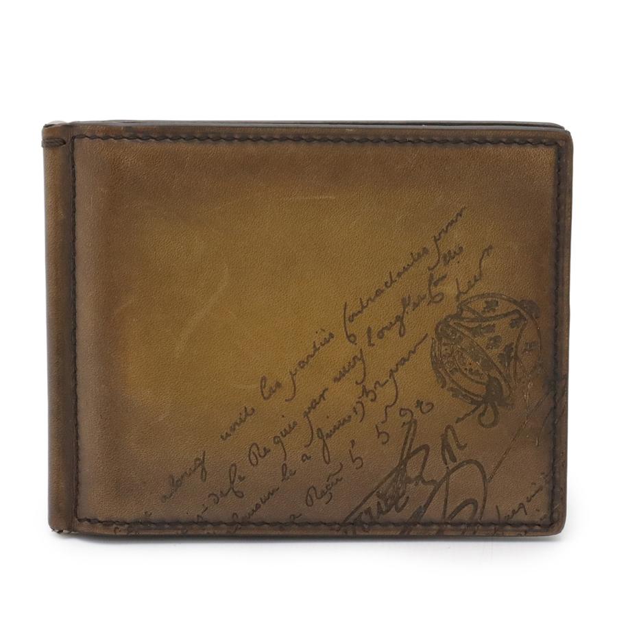 Berluti ベルルッティ フィギュア コンパクトウォレット 2つ折札入れ 二つ折り財布 マネークリップ ビルクリップ スクリットレザー カーキブラウン | Berluti