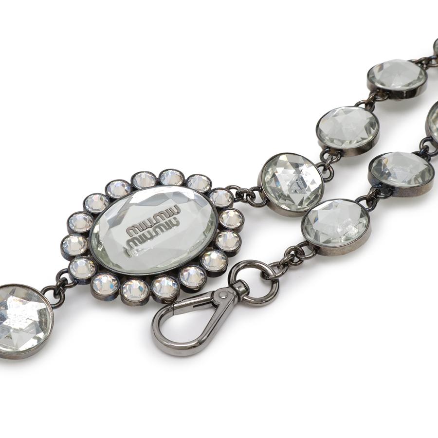 Miu Miu ミュウ ミュウ ミュウミュウ マテラッセ ナッパクリスタル ギャザー ハンドバッグ ショルダー 2WAY レザー ブラック　黒 RN0958 miu miu（ミュウミュウ） ミュウ ミュウ マテラッセ ナッパクリスタル