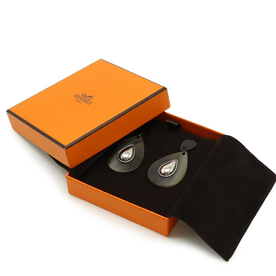HERMES エルメス ドロップモチーフ ピアス バッファローホーン