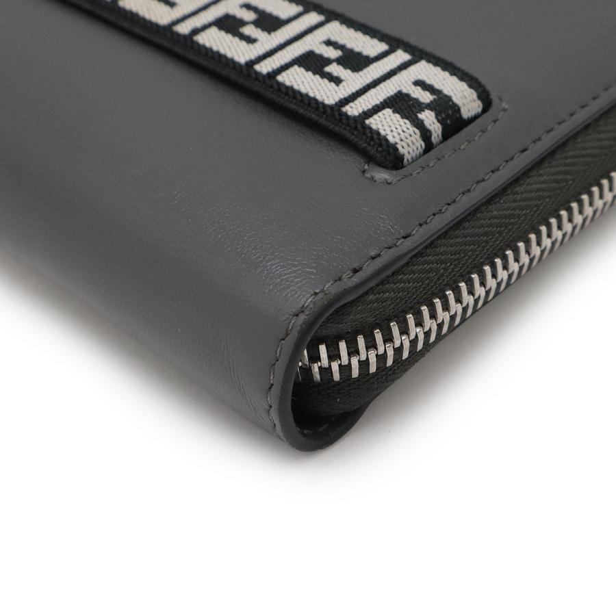 FENDI フェンディ ズッカ ロゴバンド トラベルウォレット ラウンドファスナー 長財布 オーガナイザー レザー グレー シルバー金具 7M0276 | FENDI | 02