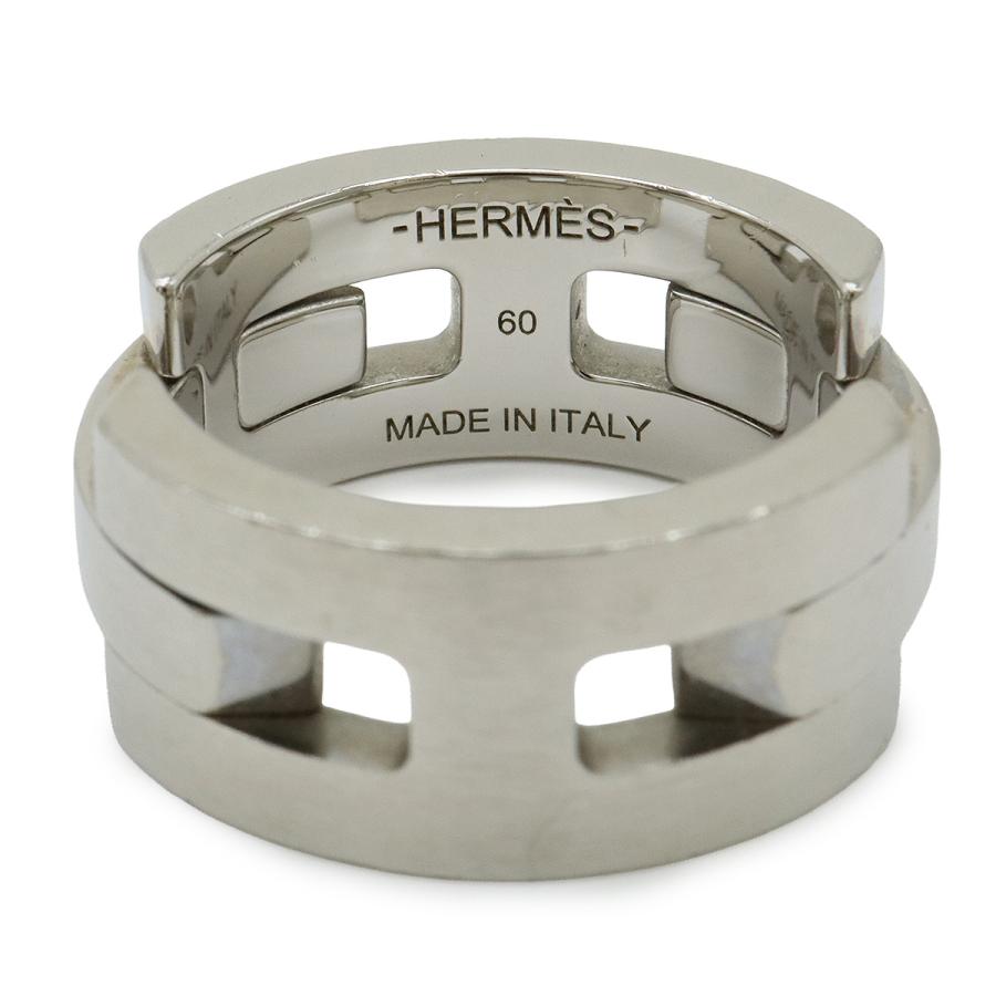 HERMES エルメス ターボ リング 指輪 メタル シルバー #60 日本