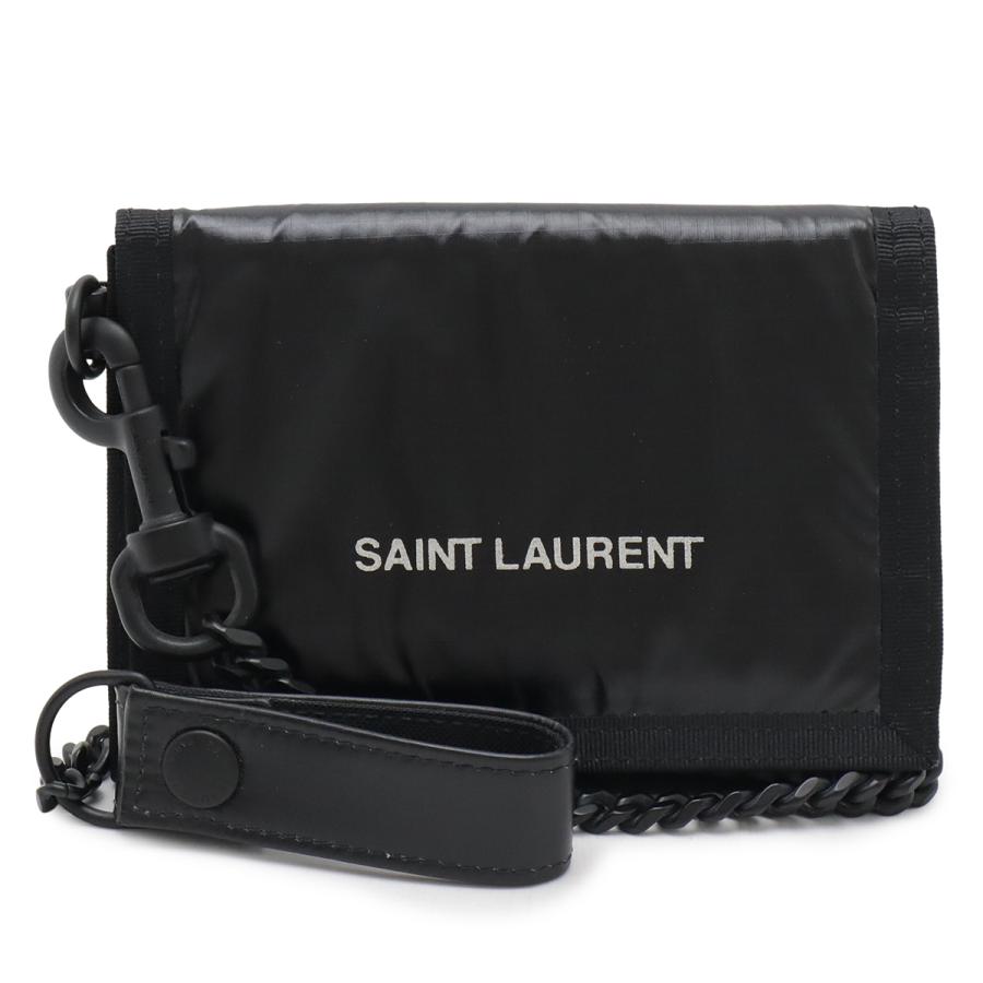 SAINT LAURENT PARIS サン ローラン パリ YSL イブサンローラン NUXX ヌックス チェーンウォレット 3つ折財布 三つ折り ナイロン ブラック 584378 | 