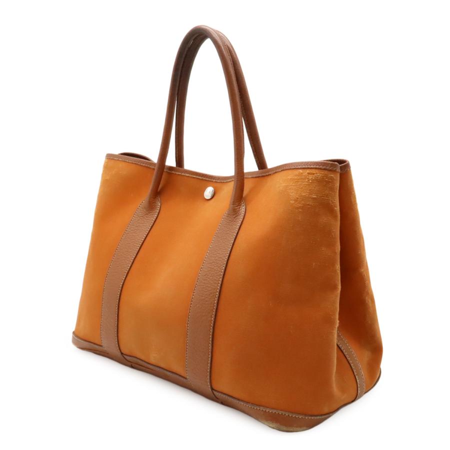HERMES エルメス ガーデンパーティPM トートバッグ ハンドバッグ トワルオフィシエ キャンバス レザー ポティロン オレンジ シルバー金具 □I刻印 | HERMES | 01