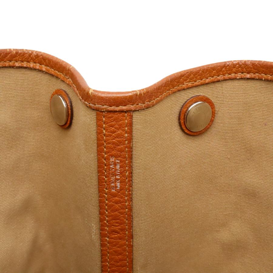 HERMES エルメス ガーデンパーティPM トートバッグ ハンドバッグ トワルオフィシエ キャンバス レザー ポティロン オレンジ シルバー金具 □I刻印 | HERMES | 05