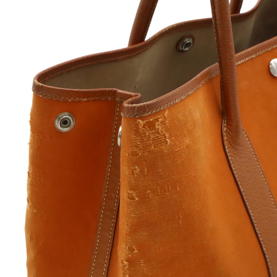 HERMES エルメス ガーデンパーティPM トートバッグ ハンドバッグ トワルオフィシエ キャンバス レザー ポティロン オレンジ シルバー金具 □I刻印 | HERMES | 06
