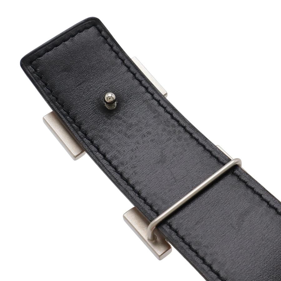 HERMES エルメス Hギヨシェ Hベルト リバーシブル レザー キャメル ライトブラウン ブラック 黒 シルバー金具 #95 □M刻印 | HERMES | 03