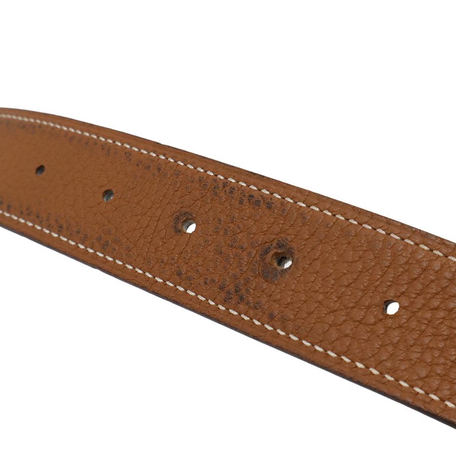 HERMES エルメス Hギヨシェ Hベルト リバーシブル レザー キャメル ライトブラウン ブラック 黒 シルバー金具 #95 □M刻印 | HERMES | 06