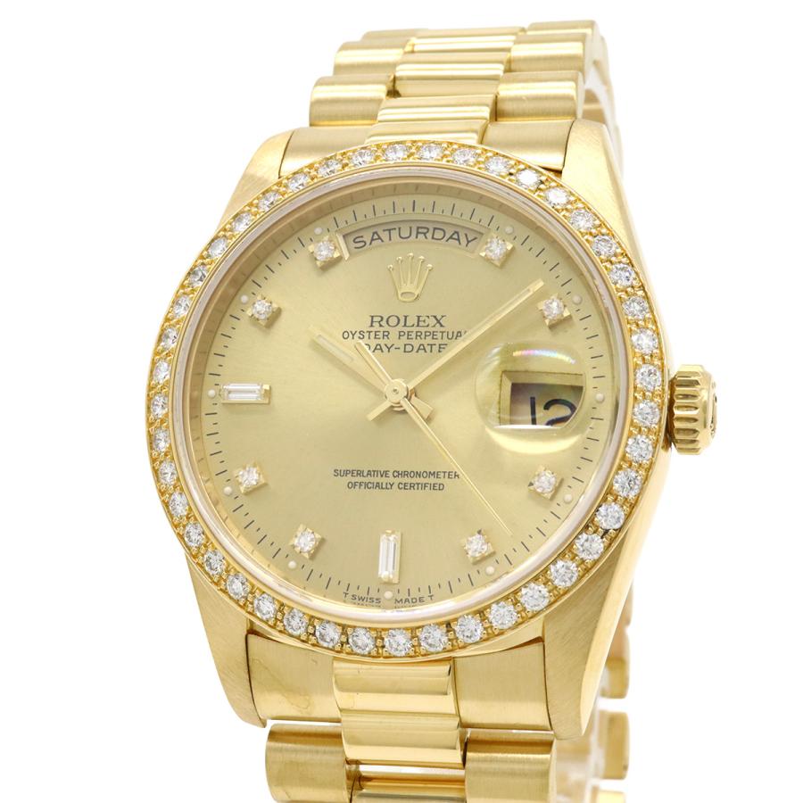 ROLEX ロレックス デイデイト シャンパン文字盤 ベゼルダイヤ K18YG 750YG イエローゴールド無垢 N番 メンズ AT オートマ 腕時計 18348A | ROLEX | 03