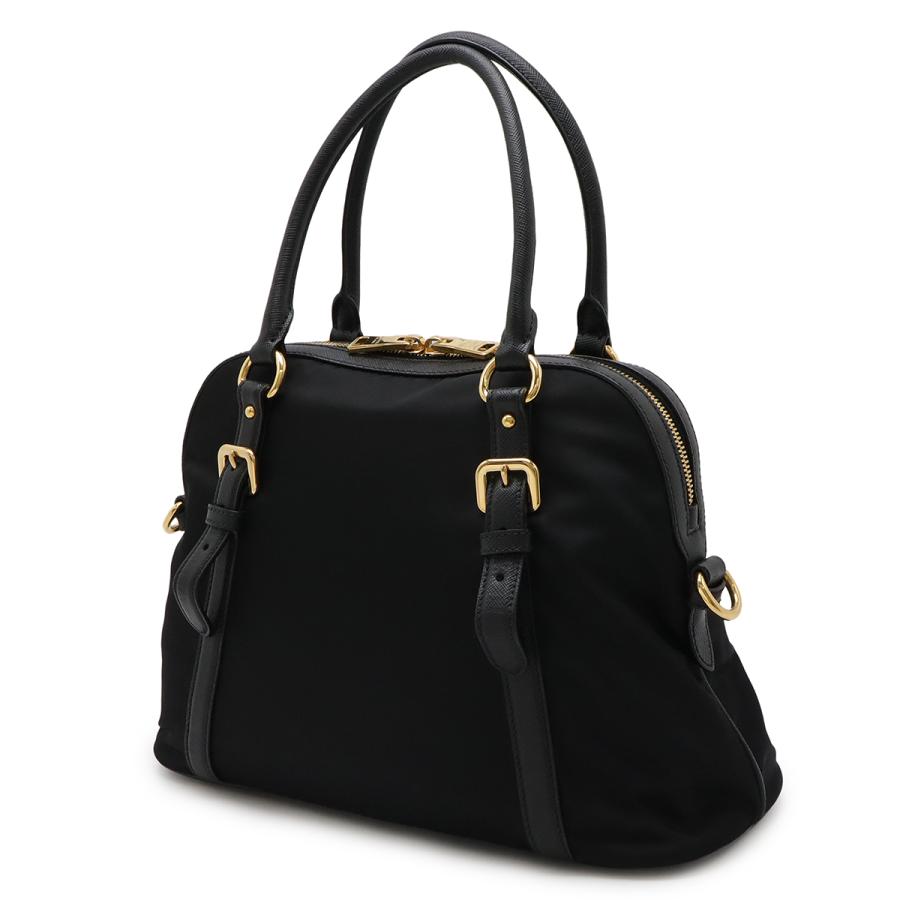PRADA プラダ ハンドバッグ ナイロン サフィアーノ レザー NERO 黒 ブラック ゴールド金具 国内アウトレット購入品 ストラップ欠品 | PRADA | 01