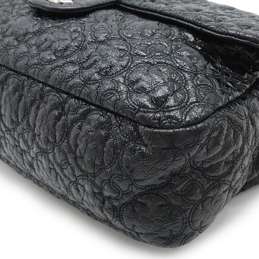 CHANEL シャネル カメリア ココマーク ダブルチェーンショルダー ショルダーバッグ パテントレザー ブラック 黒 シルバー金具 | CHANEL | 02