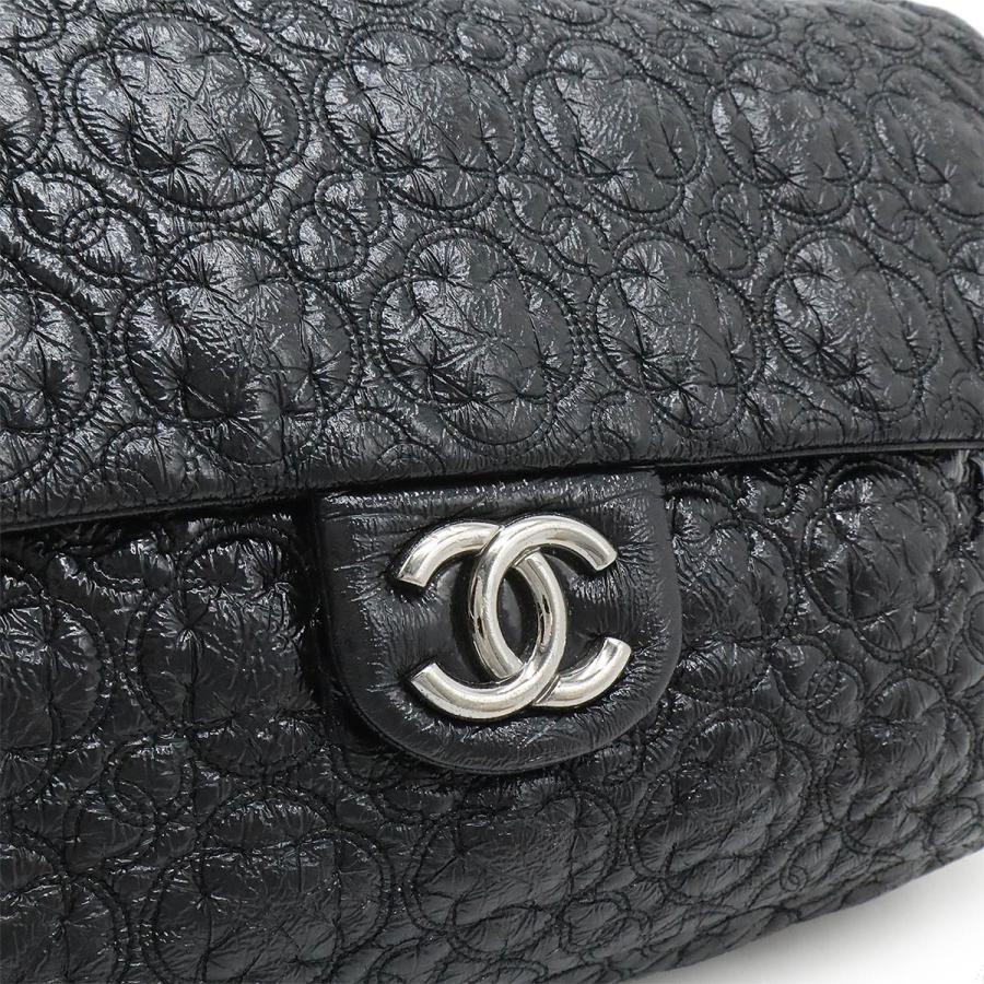 CHANEL シャネル カメリア ココマーク ダブルチェーンショルダー ショルダーバッグ パテントレザー ブラック 黒 シルバー金具 CHANEL（シャネル） カメリア ココマーク ダブルチェーンショルダー