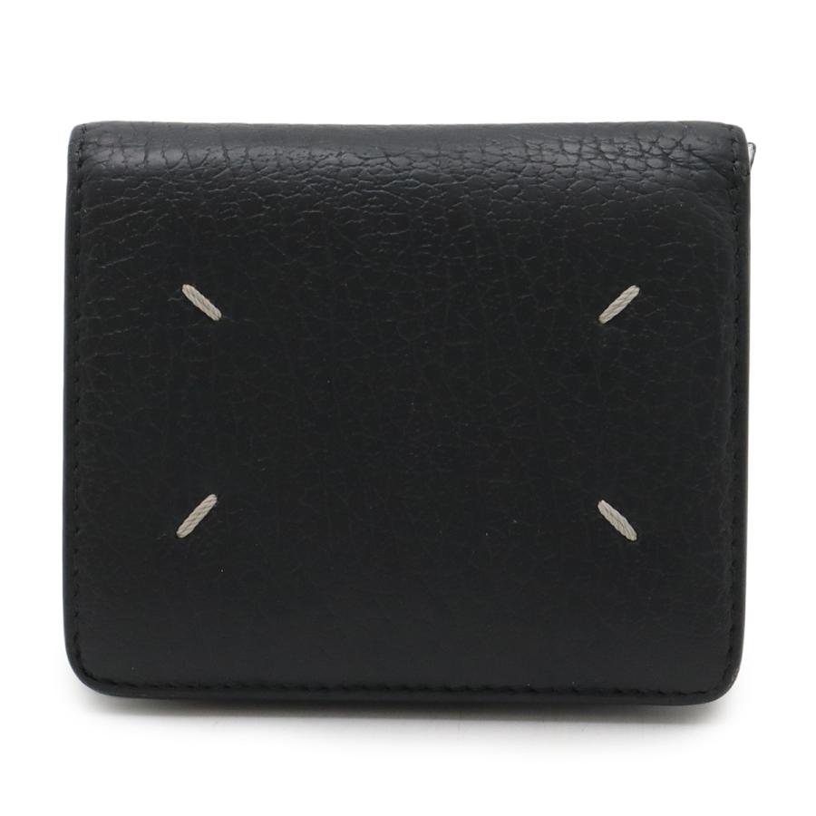 Maison Margiela メゾン マルジェラ バイフォールドウォレット 2つ折財布 二つ折り財布 レザー ブラック 黒 シルバー金具 S56UI0140 | 