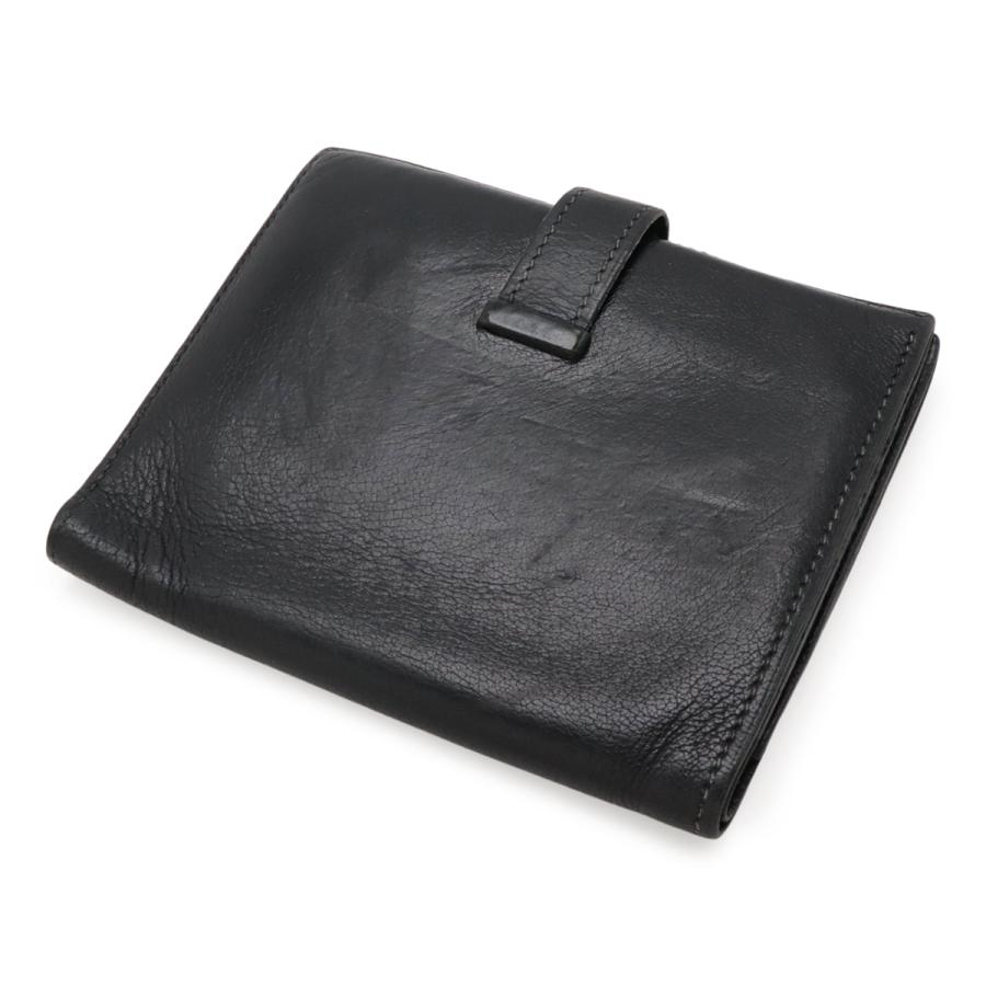 HERMES エルメス ベアンコンパクト 2つ折り財布 二つ折り財布 レザー ブラック 黒 シルバー金具 □H刻印 | HERMES | 01