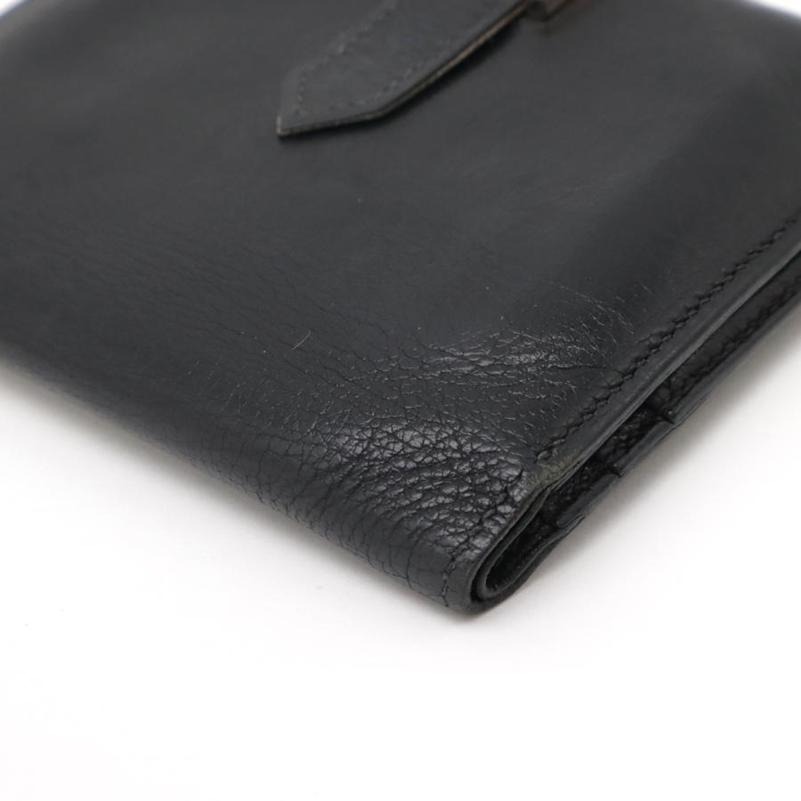 HERMES エルメス ベアンコンパクト 2つ折り財布 二つ折り財布 レザー ブラック 黒 シルバー金具 □H刻印 | HERMES | 02