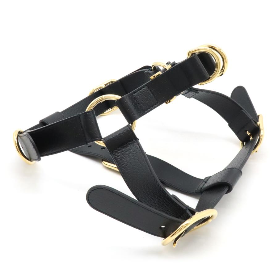 GUCCI グッチ ペット ハーネス 犬 胴輪 レザー ブラック 黒 ゴールド金具 Lサイズ 695253 | GUCCI | 01