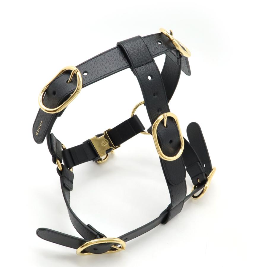 GUCCI グッチ ペット ハーネス 犬 胴輪 レザー ブラック 黒 ゴールド金具 Lサイズ 695253 | GUCCI | 02