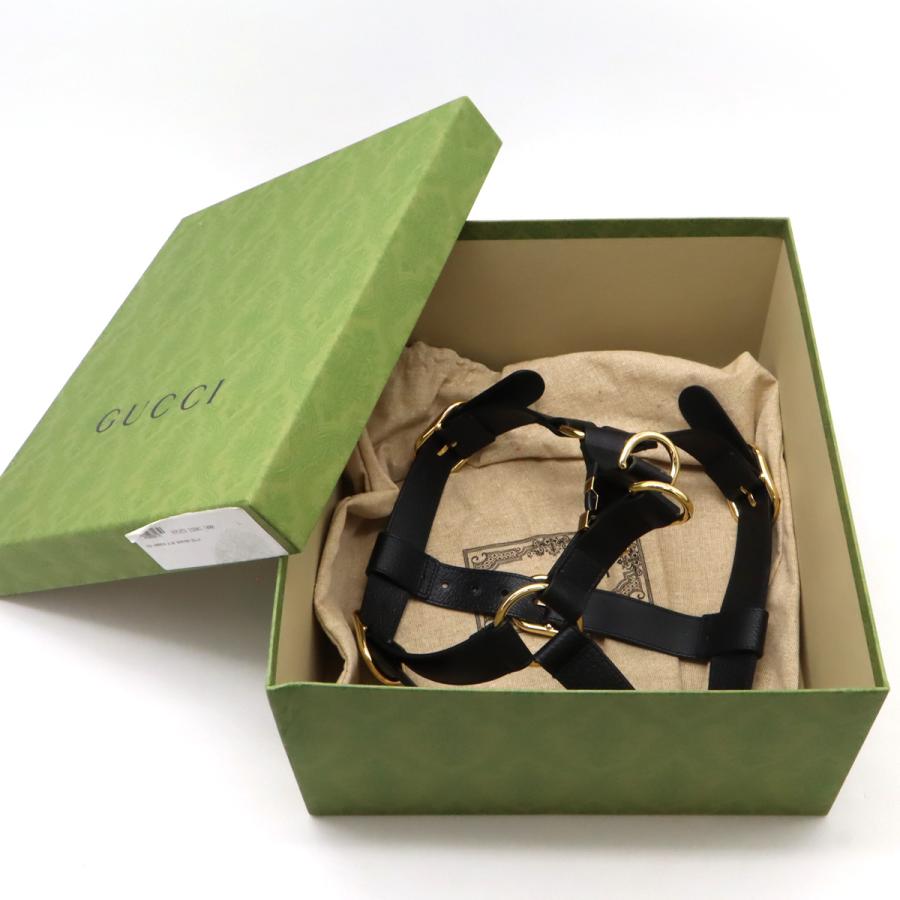 GUCCI グッチ ペット ハーネス 犬 胴輪 レザー ブラック 黒 ゴールド金具 Lサイズ 695253 | GUCCI | 06
