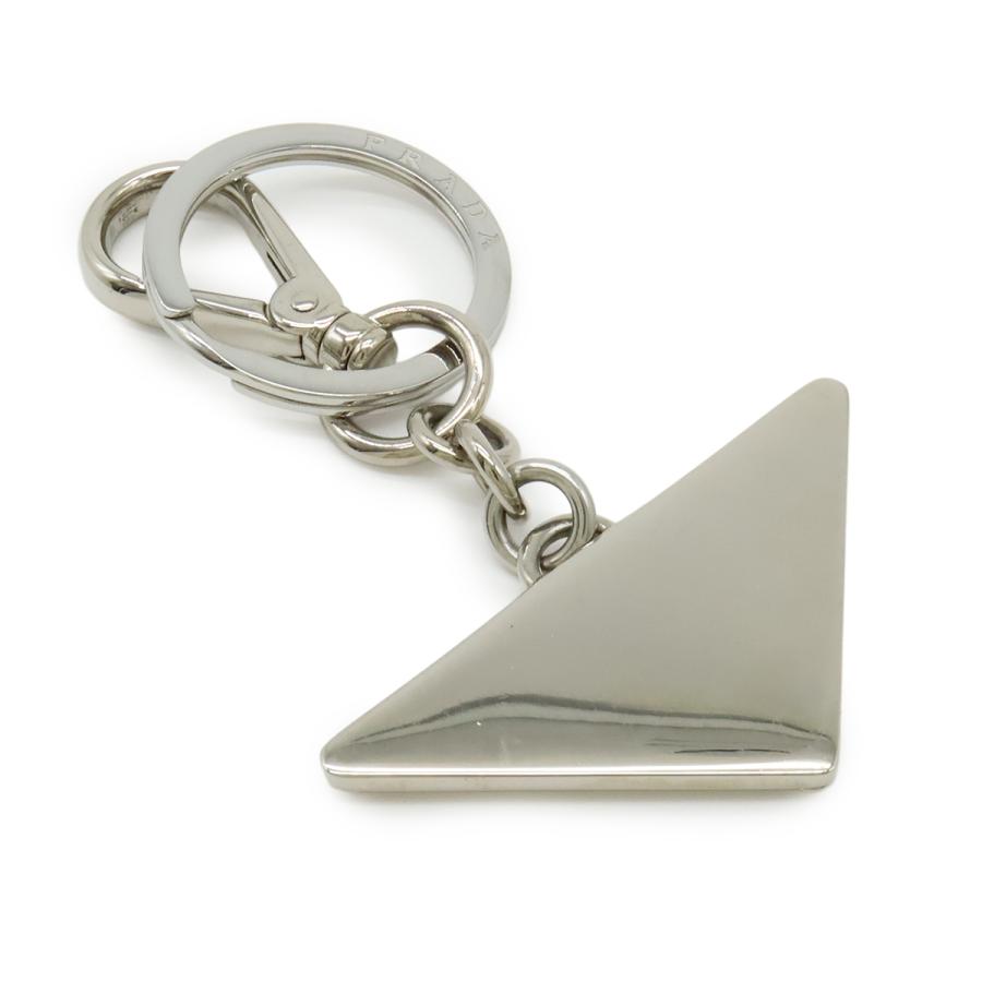 PRADA プラダ トライアングルロゴ キーホルダー キーリング バッグチャーム メタル イエロー 黄色 シルバー金具 2PS057 | PRADA | 01