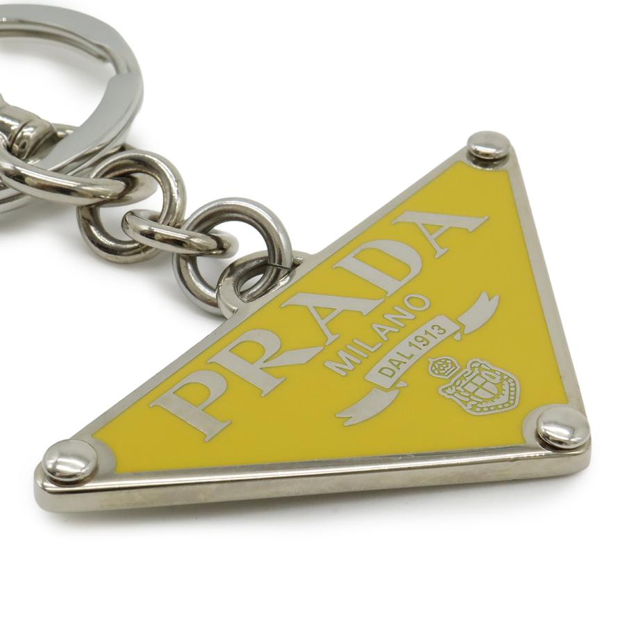 PRADA プラダ トライアングルロゴ キーホルダー キーリング バッグチャーム メタル イエロー 黄色 シルバー金具 2PS057 | PRADA | 03