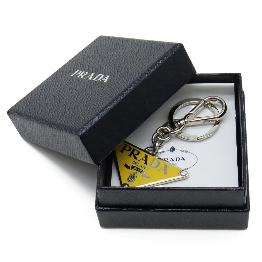 PRADA プラダ トライアングルロゴ キーホルダー キーリング バッグチャーム メタル イエロー 黄色 シルバー金具 2PS057 | PRADA | 04