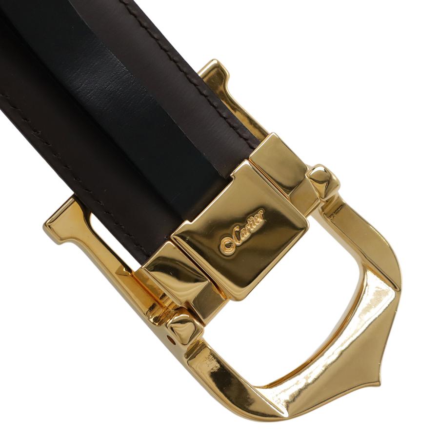 Cartier カルティエ C アロンジェ リバーシブル ベルト レザー ブラック 黒 ダークブラウン ゴールド金具 実寸約96cm カット済 L5000171 | Cartier | 03