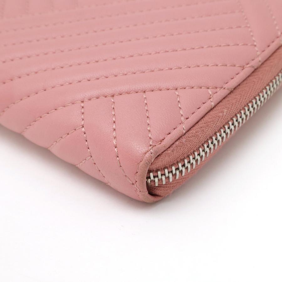 CHANEL シャネル Vステッチ ココマーク ラウンドファスナー 長財布 キルティング ラムスキン レザー ピンク シルバー金具 A82258 | CHANEL | 02