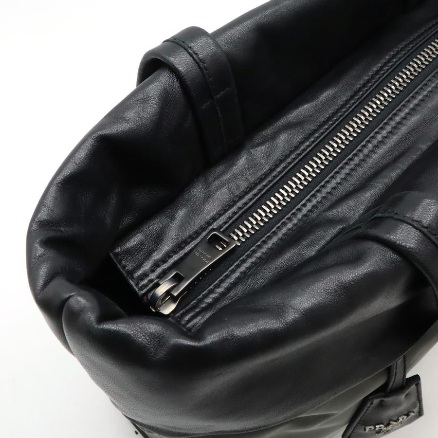 PRADA プラダ トートバッグ ショルダートート ナイロン ナッパレザー バイカラー NERO ブラック 黒 グレー シルバー金具 | PRADA | 04