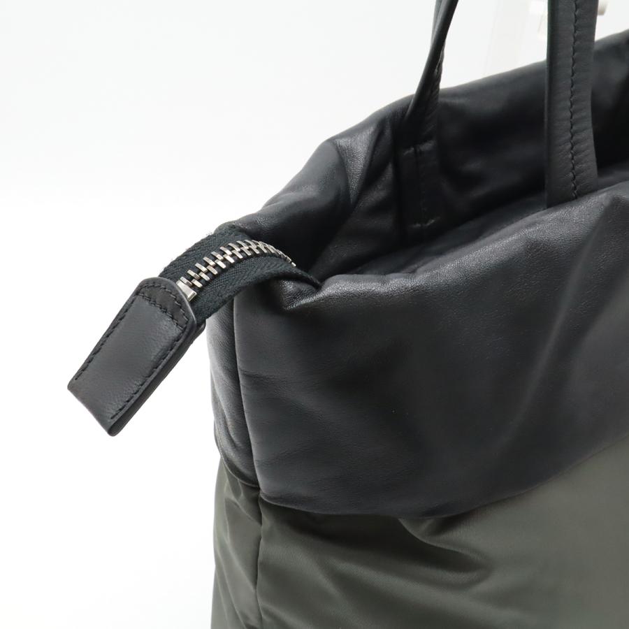 PRADA プラダ トートバッグ ショルダートート ナイロン ナッパレザー バイカラー NERO ブラック 黒 グレー シルバー金具 | PRADA | 06