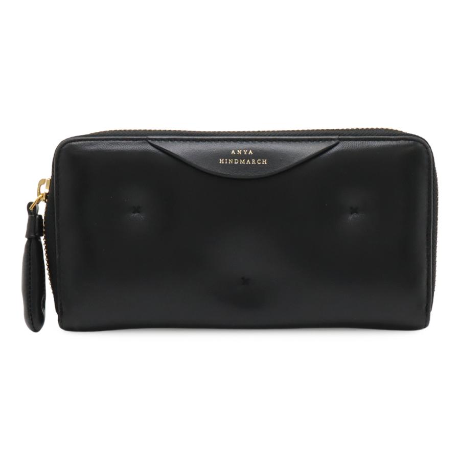 ANYA HINDMARCH アニヤ ハインドマーチ チャビー ラウンドファスナー 長財布 レザー ブラック 黒 ゴールド金具 | ANYA HINDMARCH