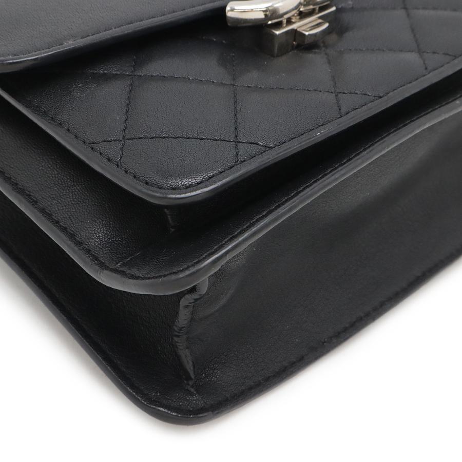 CHANEL シャネル ハーフココ ココマーク ダブルチェーンショルダー ショルダーバッグ レザー ブラック 黒 シルバー金具 | CHANEL | 02