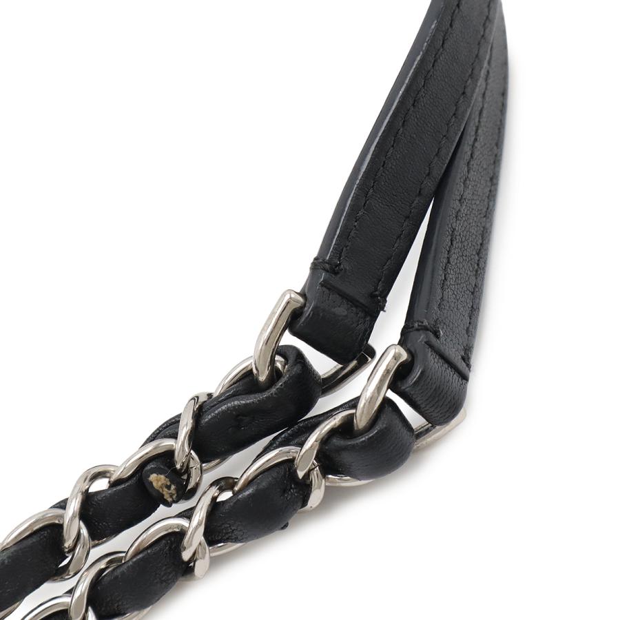 CHANEL シャネル ハーフココ ココマーク ダブルチェーンショルダー ショルダーバッグ レザー ブラック 黒 シルバー金具 | CHANEL | 04