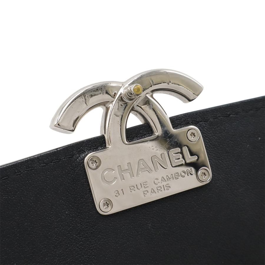 CHANEL シャネル ハーフココ ココマーク ダブルチェーンショルダー ショルダーバッグ レザー ブラック 黒 シルバー金具 | CHANEL | 08