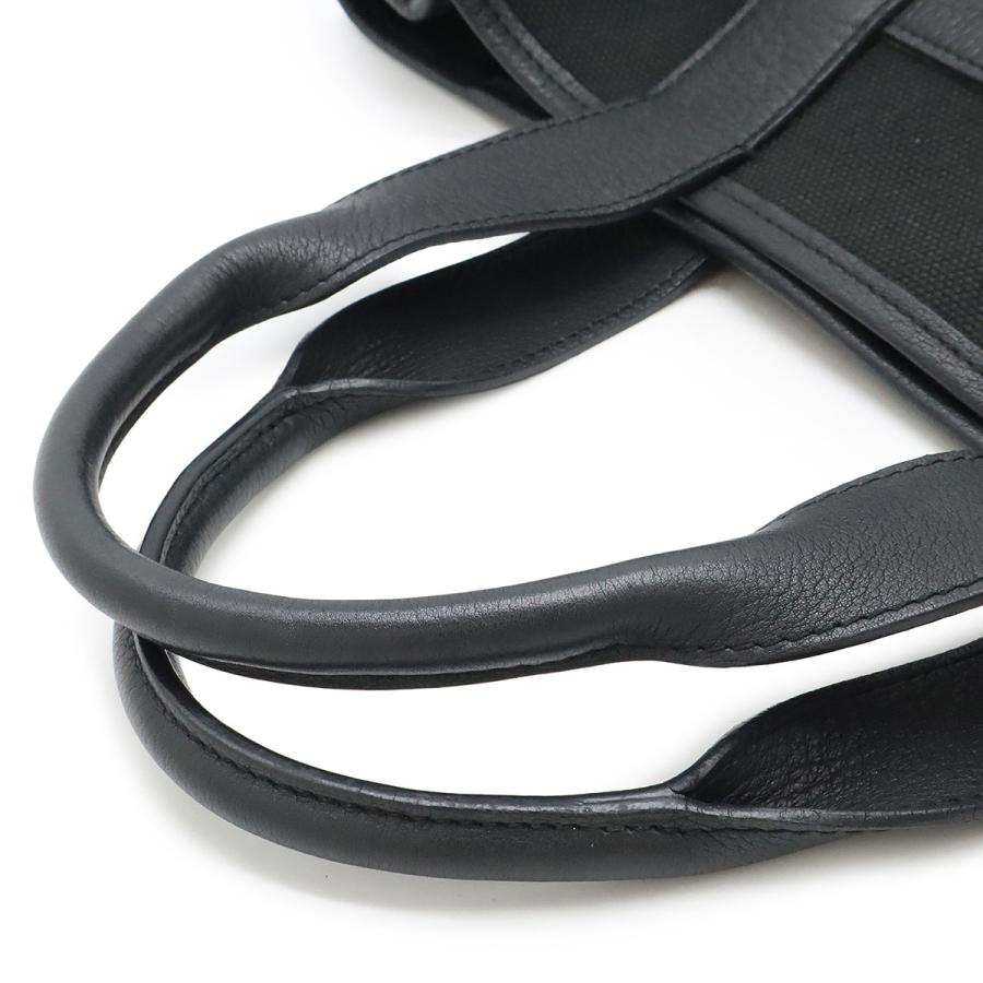 HERMES エルメス プティット サンチュールMM トートMM トートバッグ ハンドバッグ キャンバス レザー ブラック 黒 シルバー金具 □J刻印 | HERMES | 03