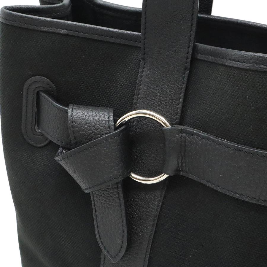 HERMES エルメス プティット サンチュールMM トートMM トートバッグ ハンドバッグ キャンバス レザー ブラック 黒 シルバー金具 □J刻印 | HERMES | 06