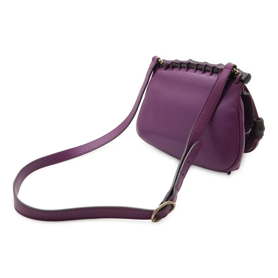 GUCCI グッチ バンブー ショルダーバッグ フリンジ タッセル レザー パープル 紫 ゴールド金具 347104 GUCCI（グッチ） バンブー ショルダーバッグ フリンジ タッセル レザー