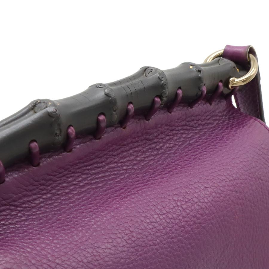 GUCCI グッチ バンブー ショルダーバッグ フリンジ タッセル レザー パープル 紫 ゴールド金具 347104 GUCCI（グッチ） バンブー ショルダーバッグ フリンジ タッセル レザー