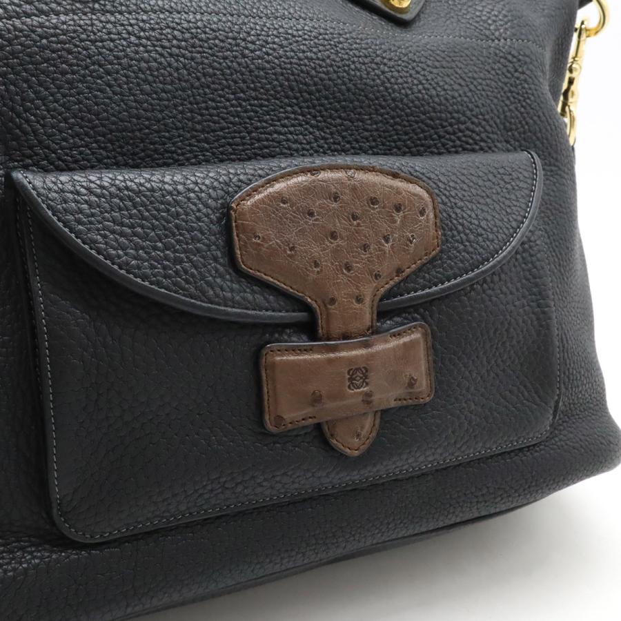 LOEWE ロエベ メイ36 トートバッグ ハンドバッグ 2WAY ショルダーバッグ 斜め掛け レザー オーストリッチ ブラック 黒 ブラウン 茶 | LOEWE | 07