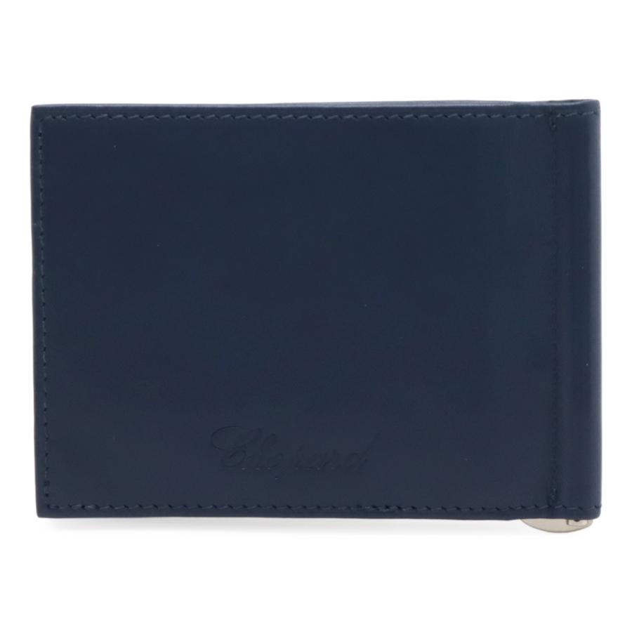Chopard ショパール 2つ折財布 二つ折り札入れ マネークリップ式 ビルクリップ カードケース 名刺入れ レザー ネイビー 紺 シルバー金具 | Chopard