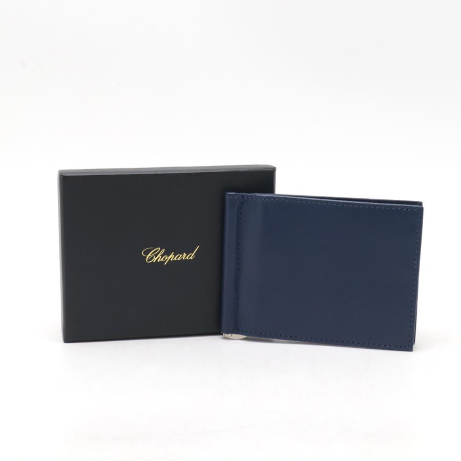 Chopard ショパール 2つ折財布 二つ折り札入れ マネークリップ式 ビルクリップ カードケース 名刺入れ レザー ネイビー 紺 シルバー金具 | Chopard | 07